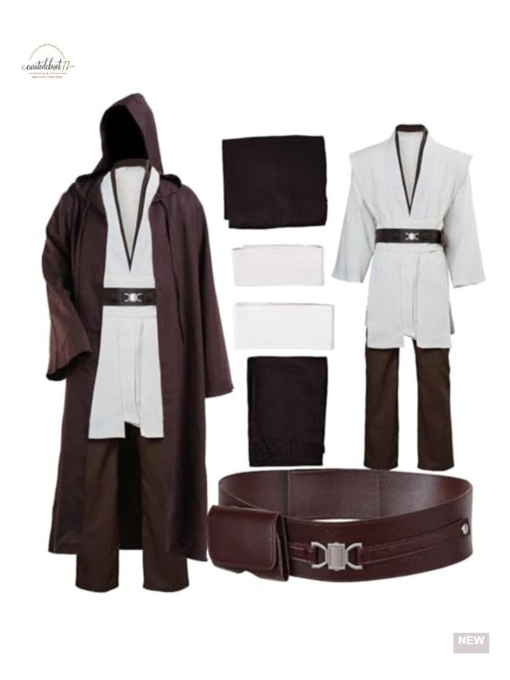 Knight Tunic Hooded Robe Cosplay Costume Full Set Leather Cotton